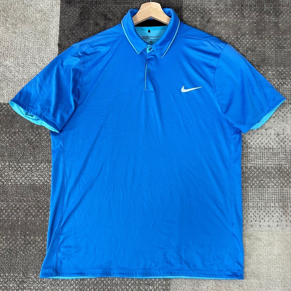 Nike Golf Dri Fit Modern Fit Polo Shirt Men's L Blue Short Sleeve Performance